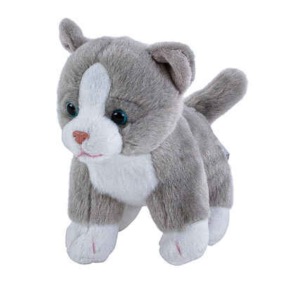 Teddys Rothenburg Kuscheltier Kuscheltier Katze grau-weiß 14 cm Stoffkatze (Stoffkatze klein Plüschkatze Plüschtiere Katzen Stofftiere, Spielzeug Katzenbaby Babykatze Kinder Baby)