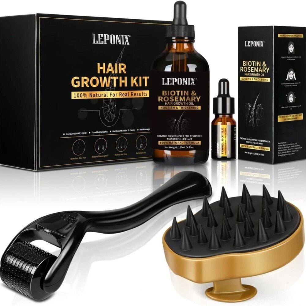 Bartpflege-Set Haarwachstumsset mit Rosmarinöl Dermaroller Kopfhaut Geschenkset