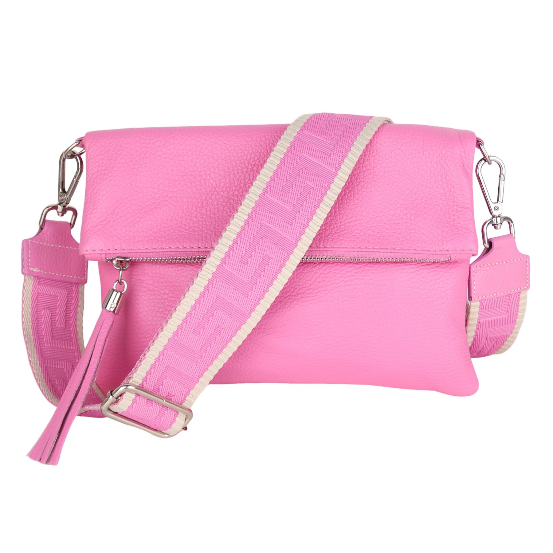 MIRROSI Umhängetasche Damen, Crossbody Bag, Echtleder Made in Italy (1 Tasche 2 Gurte oder Basic Version 1 Tasche 1 Gurt, verstellbaren Schulterriemen), 26x18x2cm (BXHXT)