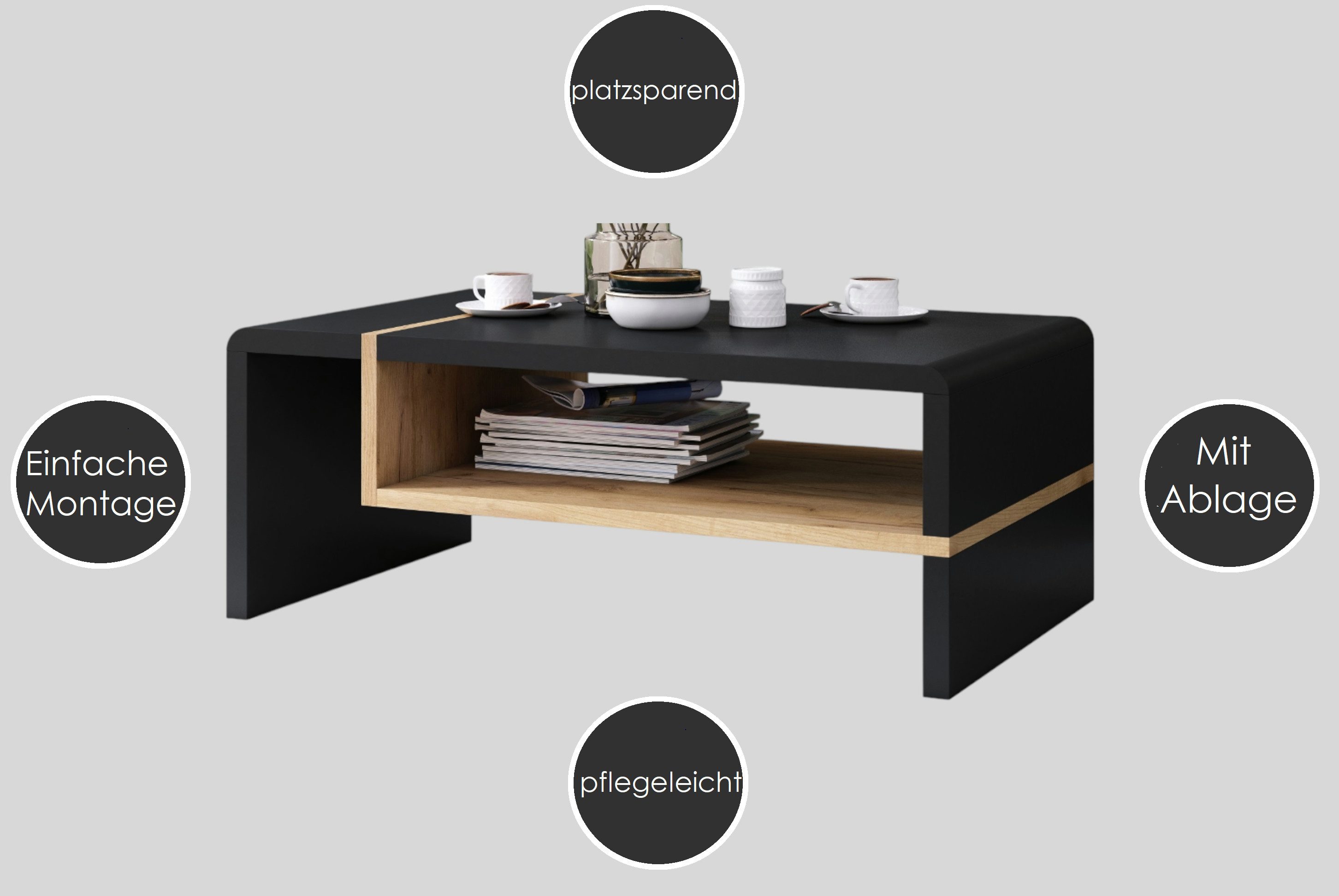 designimpex Couchtisch Design Wohnzimmertisch Folk 01 Tisch mit Ablagefläche