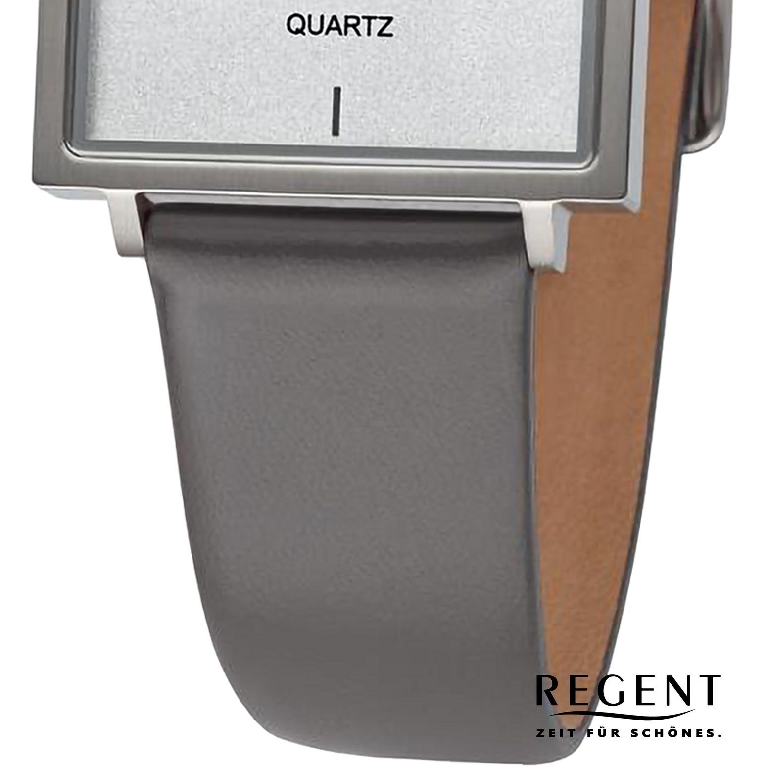 Regent Quarzuhr Regent Damen Armbanduhr Lederarmband rund, Analog, groß Armbanduhr extra (ca. 28x28mm), Damen