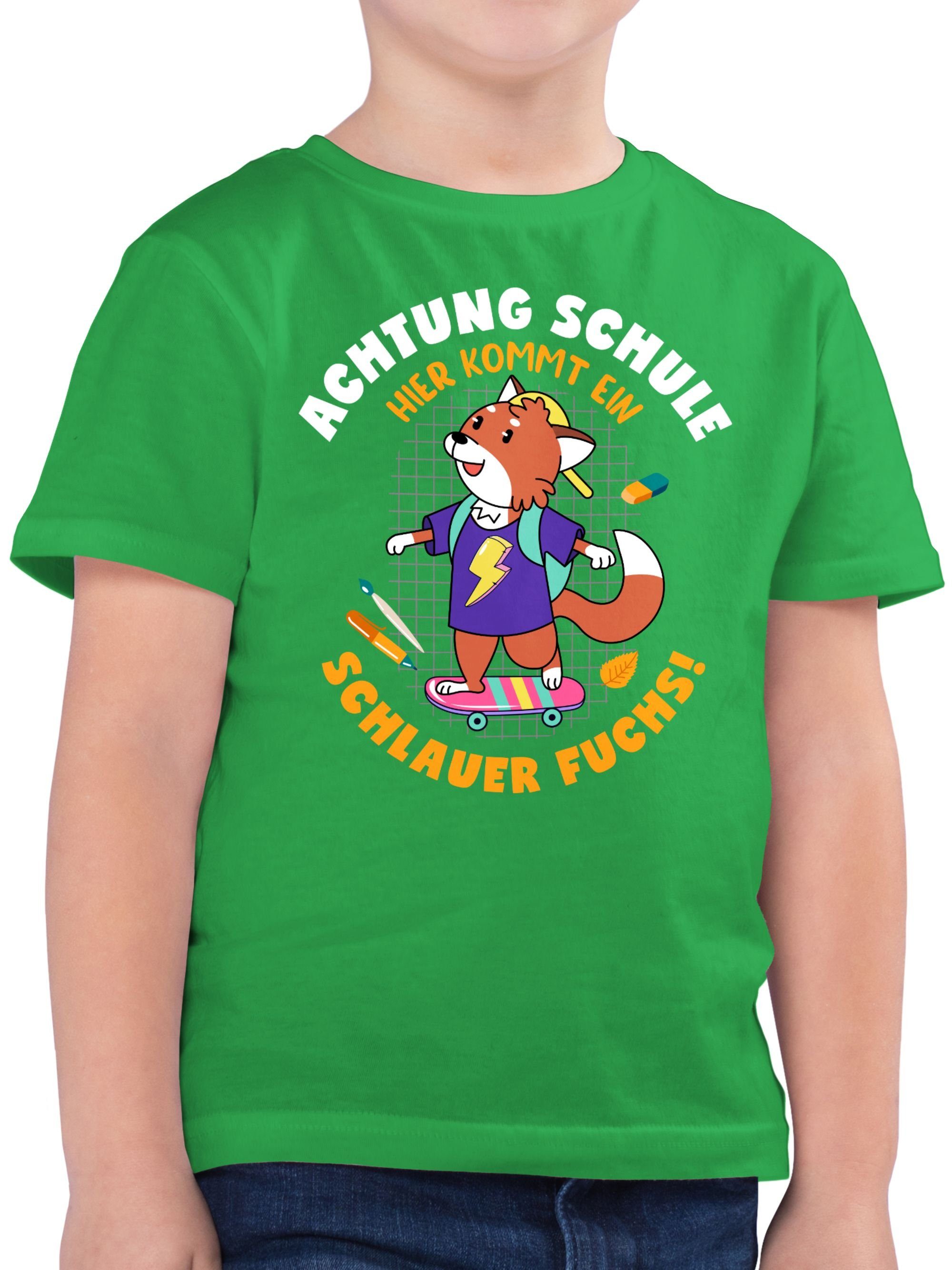 Shirtracer T-Shirt Schlauer Fuchs Einschulung Junge Schulanfang Geschenke 02 Grün