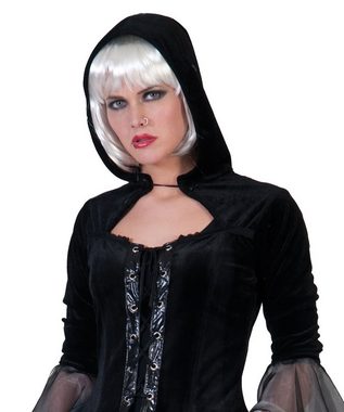 Karneval-Klamotten Hexen-Kostüm langes schwarzes Hexenkleid Damen mit Kapuze, Frauenkostüm Geister Hexe Halloween