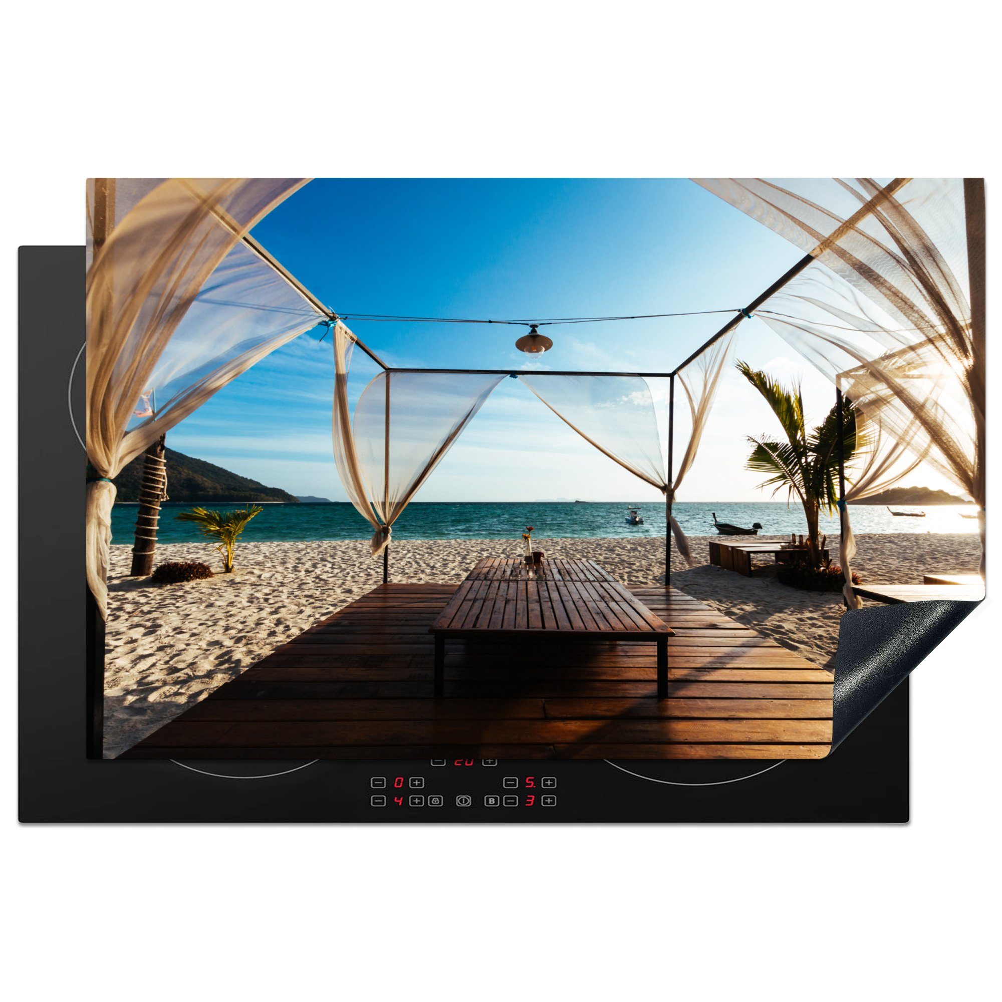 MuchoWow Herdblende-/Abdeckplatte Strand - Luft - Meer, Vinyl, (1 tlg), 81x52 cm, Induktionskochfeld Schutz für die küche, Ceranfeldabdeckung | Herdabdeckplatten