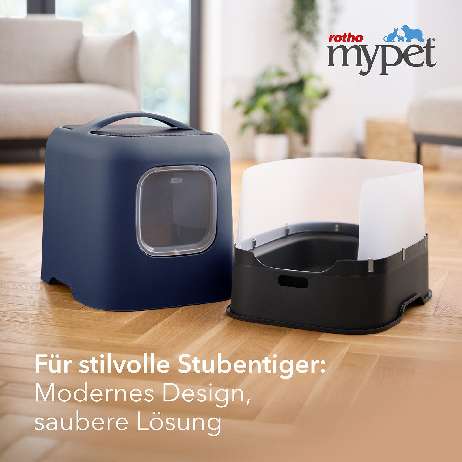 ROTHO Katzentoilette Katzentoilette mit Haube für saubere und hygienische Nutzung, Katzentoilette mit Haube für saubere und hygienische Nutzung