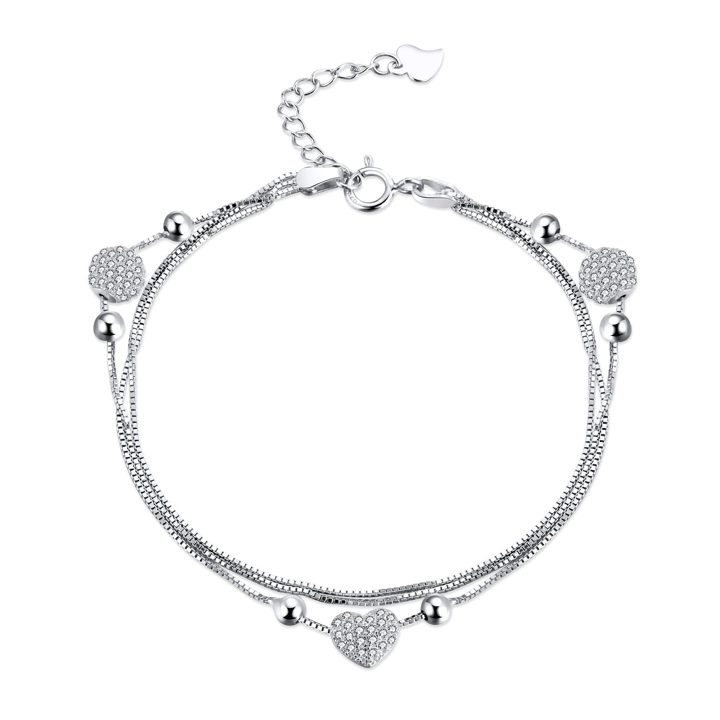 Lisandra Scott Silberarmband 925 Sterling Silber Damenarmband Herz-Perlen M günstig online kaufen