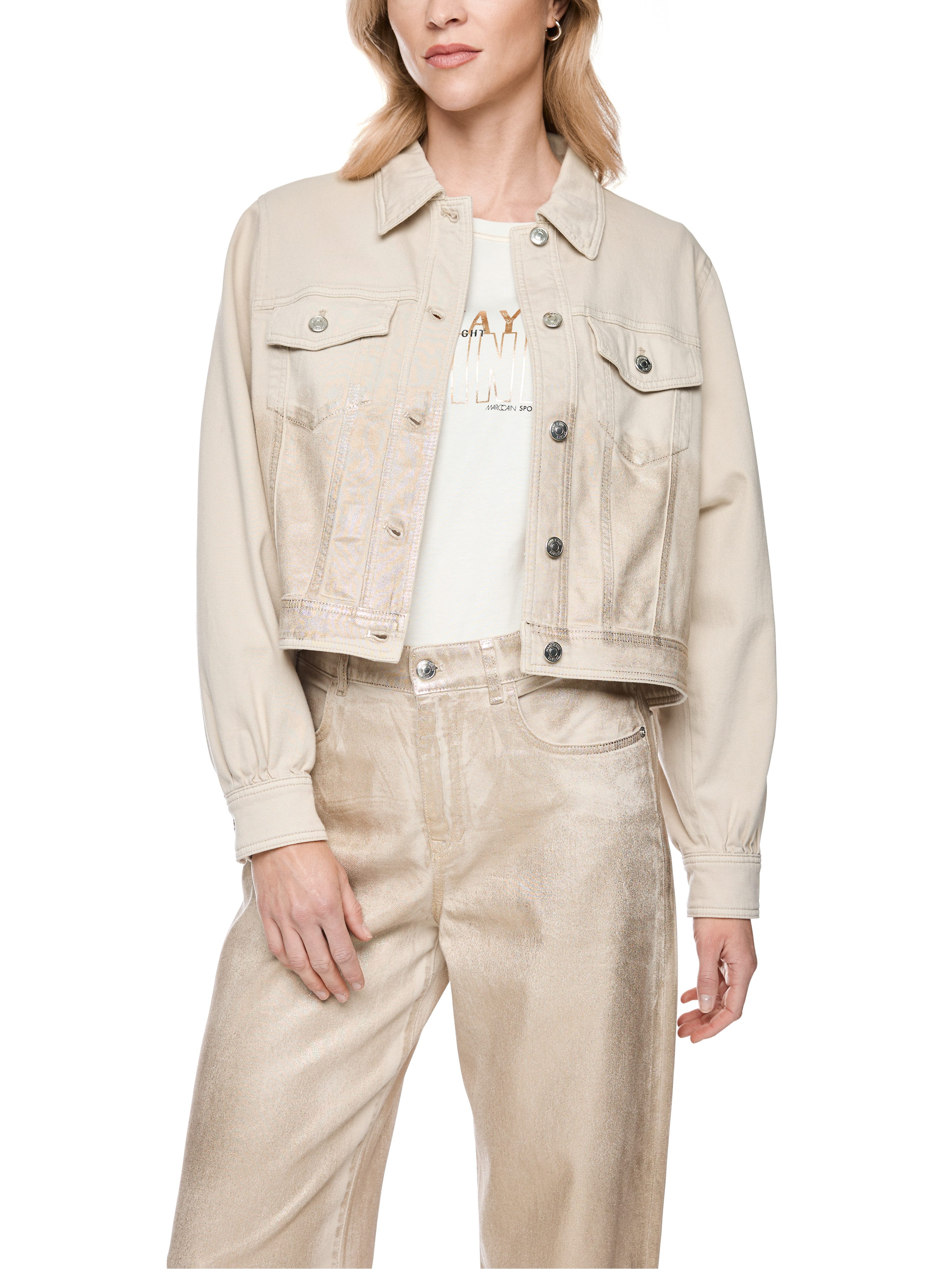 Marc Cain Jeansjacke Golden Hour Premium Damenmode mit Gold-Finish