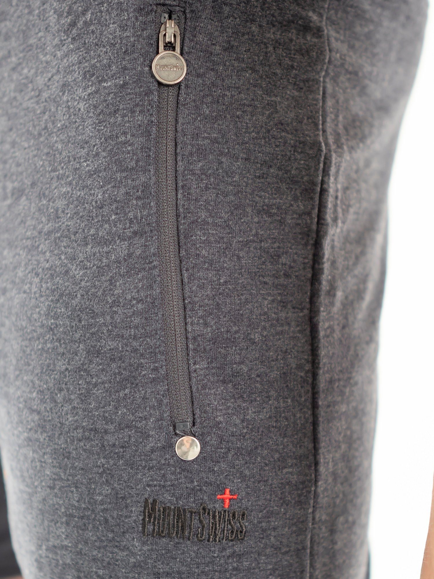 Seitentaschen Mount grau Freizeithose (1-tlg) Swiss Liam Mount Shorts Reißverschluss + Herren Kurze kurze mit Gesäßtasche Swiss I
