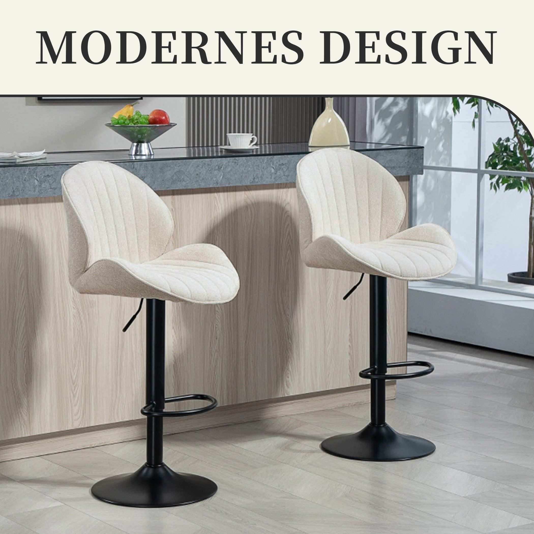 SeedWave Barhocker 2er Set Barstühle Chenille Höhenverstellbar 360° Drehbar günstig online kaufen