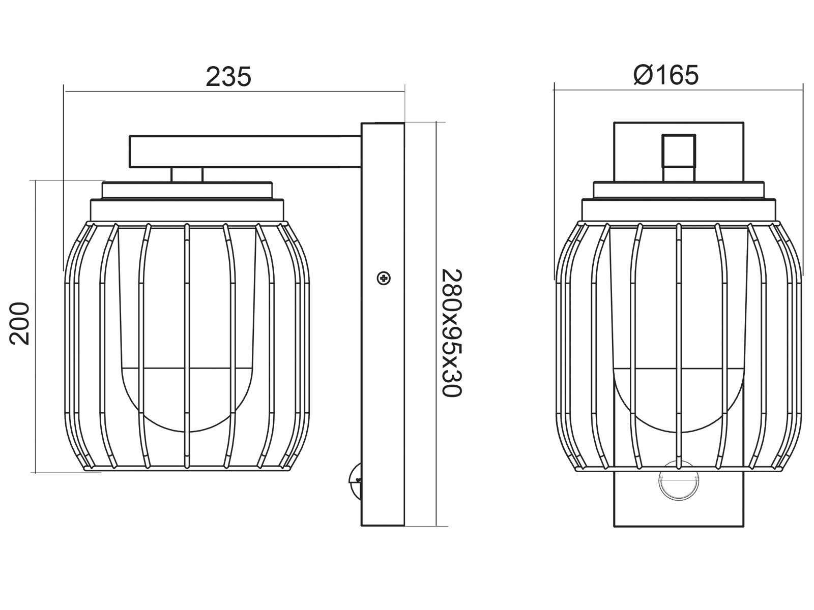 TRIO Leuchten LED Außen-Wandleuchte, Bewegungsmelder, LED wechselbar, warmweiß, Wand-Laterne mit Bewegungsmelder 28cm, Anthrazit, Hauswand & Carport