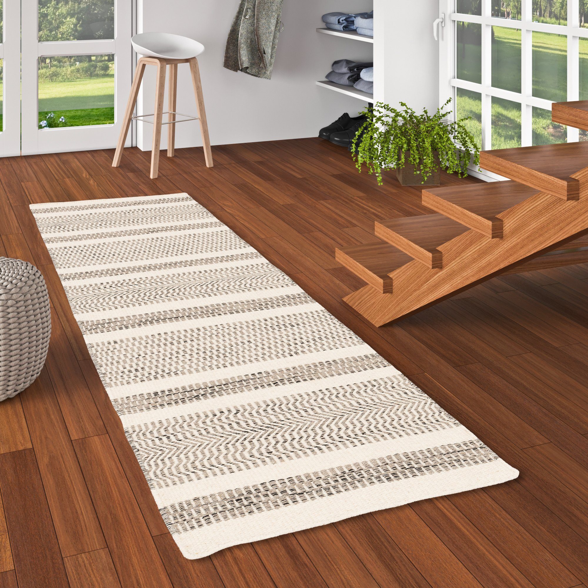 Pergamon Läufer Natur Teppich Läufer Wolle Rana Streifen, Rechteckig, Höhe: 10 mm