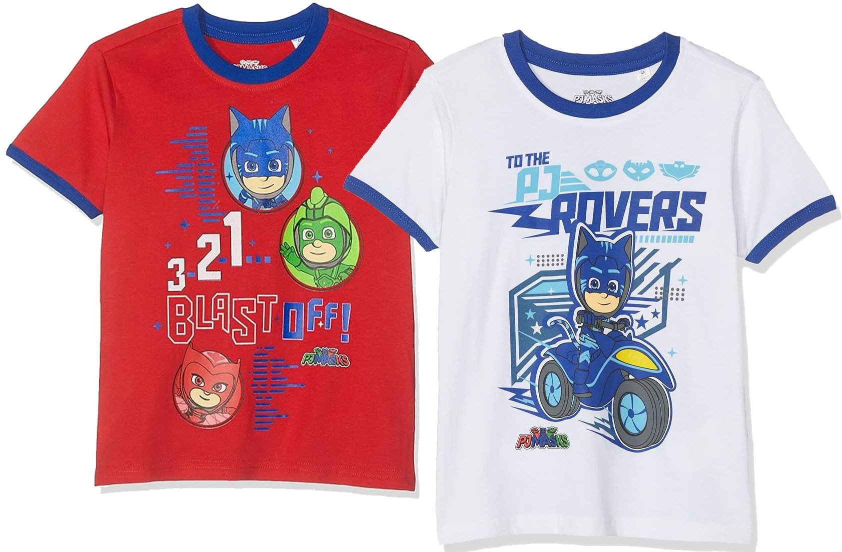 PJ Masks Print-Shirt PJ Mask Doppelpack 2 T-Shirts Rot + Weiss Jungen 104 116 128