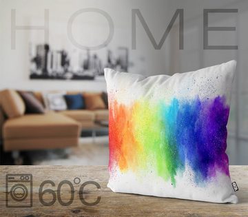 Kissenbezug, VOID (1 Stück), Regenbogen Wasserfarben LGBTQ Farben bunt Sommer Gay pride flag parad