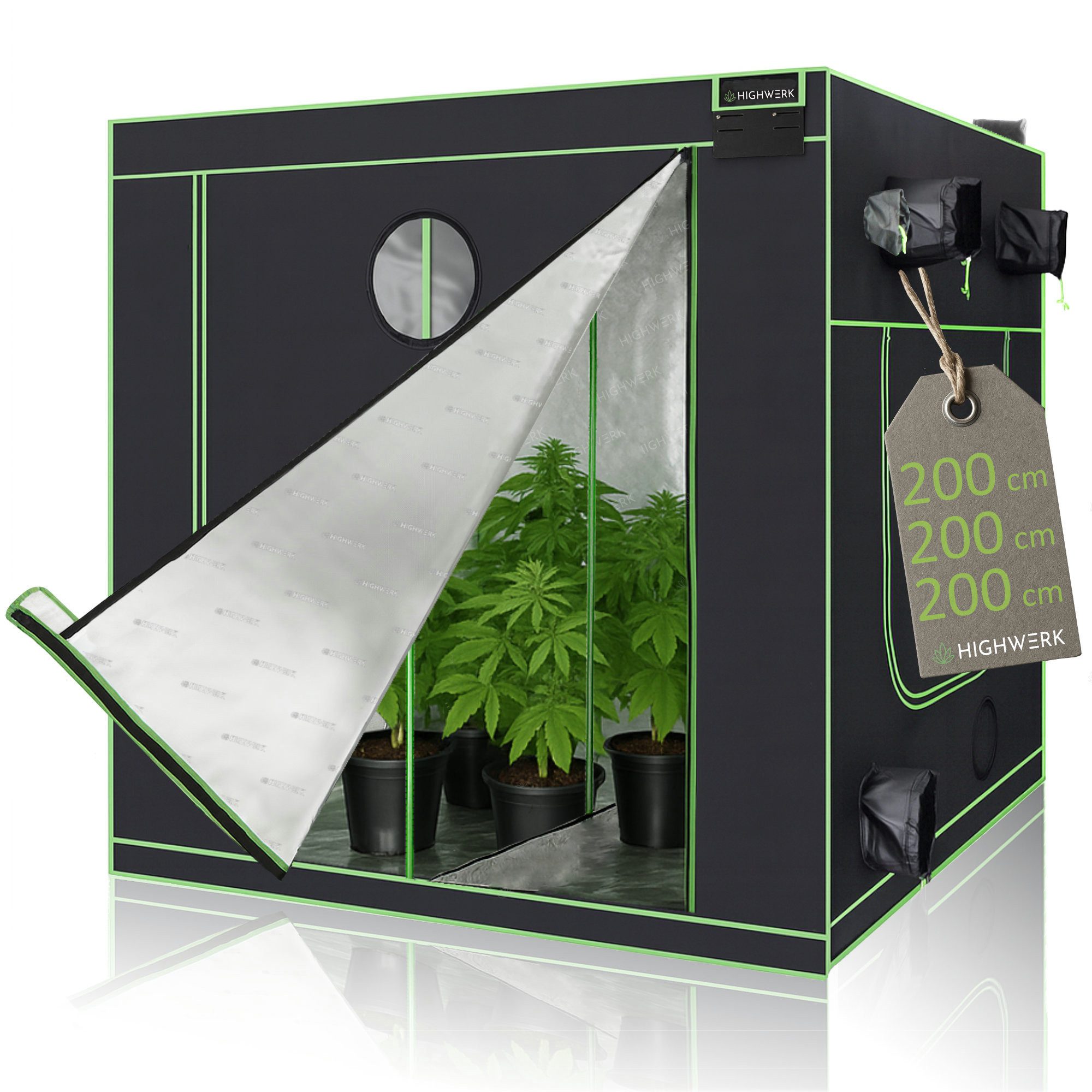 HIGHWERK Gewächshaus Growzelt 200 x 200 x 200 cm, Indoor Grow tent, schwarz günstig online kaufen