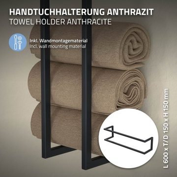 ML-DESIGN Handtuchhalter Handtuchregal Handtuchständer Handtuchstange Gästehandtuchhalter, Stahl 15x15x60cm Anthrazit Vertikal oder Horizontal Wandmontage