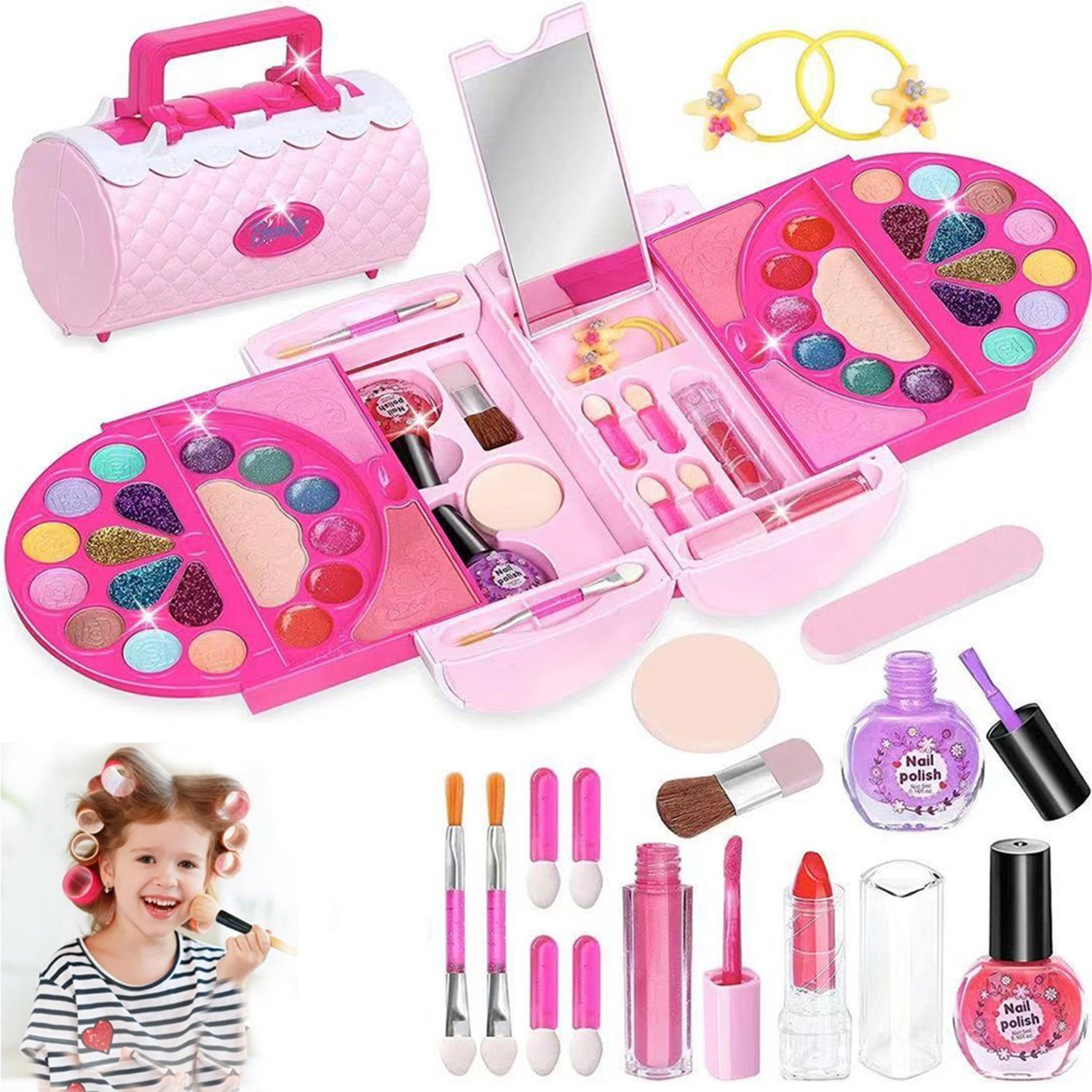 Kind Ja Lernspielzeug Kinder Schminkkoffer, Kinderschmink Set, Waschbar Kosmetikset, Kinder Prinzessin Kosmetikset, Mädchen Rollenspiel Spielzeug