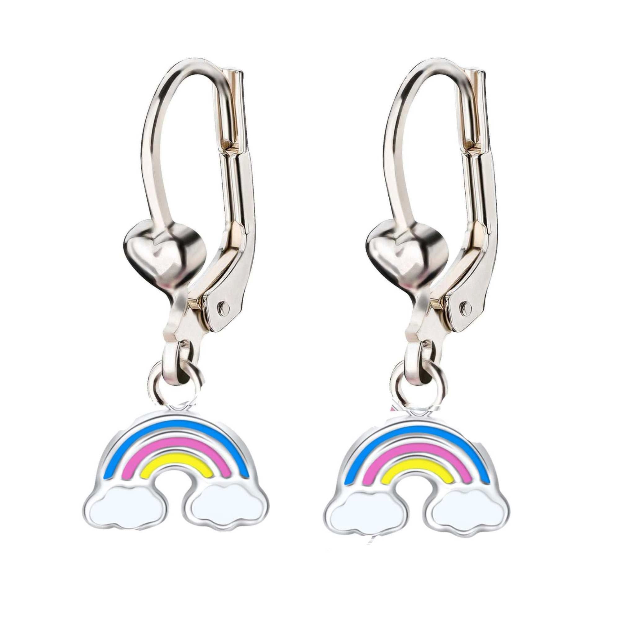 Paar Ohrhänger Ohrringe Regenbogen 925 Silber Mädchen Kinder