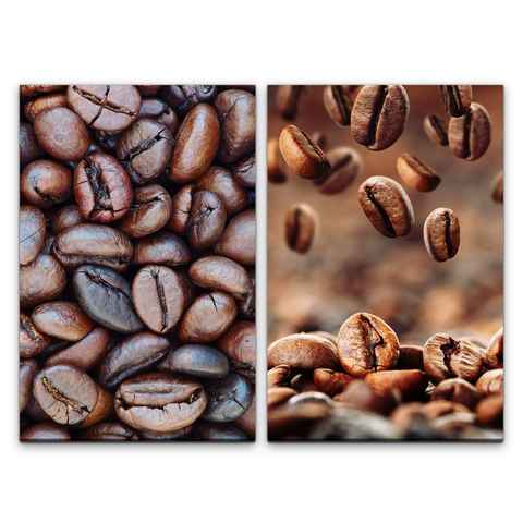 Sinus Art Leinwandbild 2 Bilder je 60x90cm Kaffee Kaffeebohnen Barista Genuss Duftend Küche Lokal