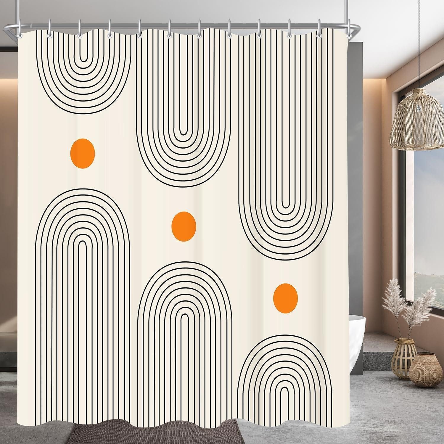 LuxusKollektion Duschvorhang Duschvorhang 180x180cm Geometrische Curve Textil Antischimmel Waschbar