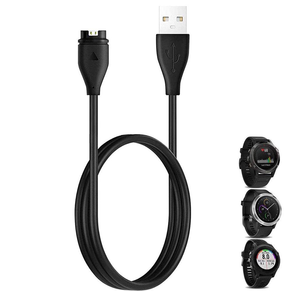 Für Garmin Vivoactive 3/4 Fenix 5 Serie Tracker USB Ladegerät Kable Cord Schwarz 