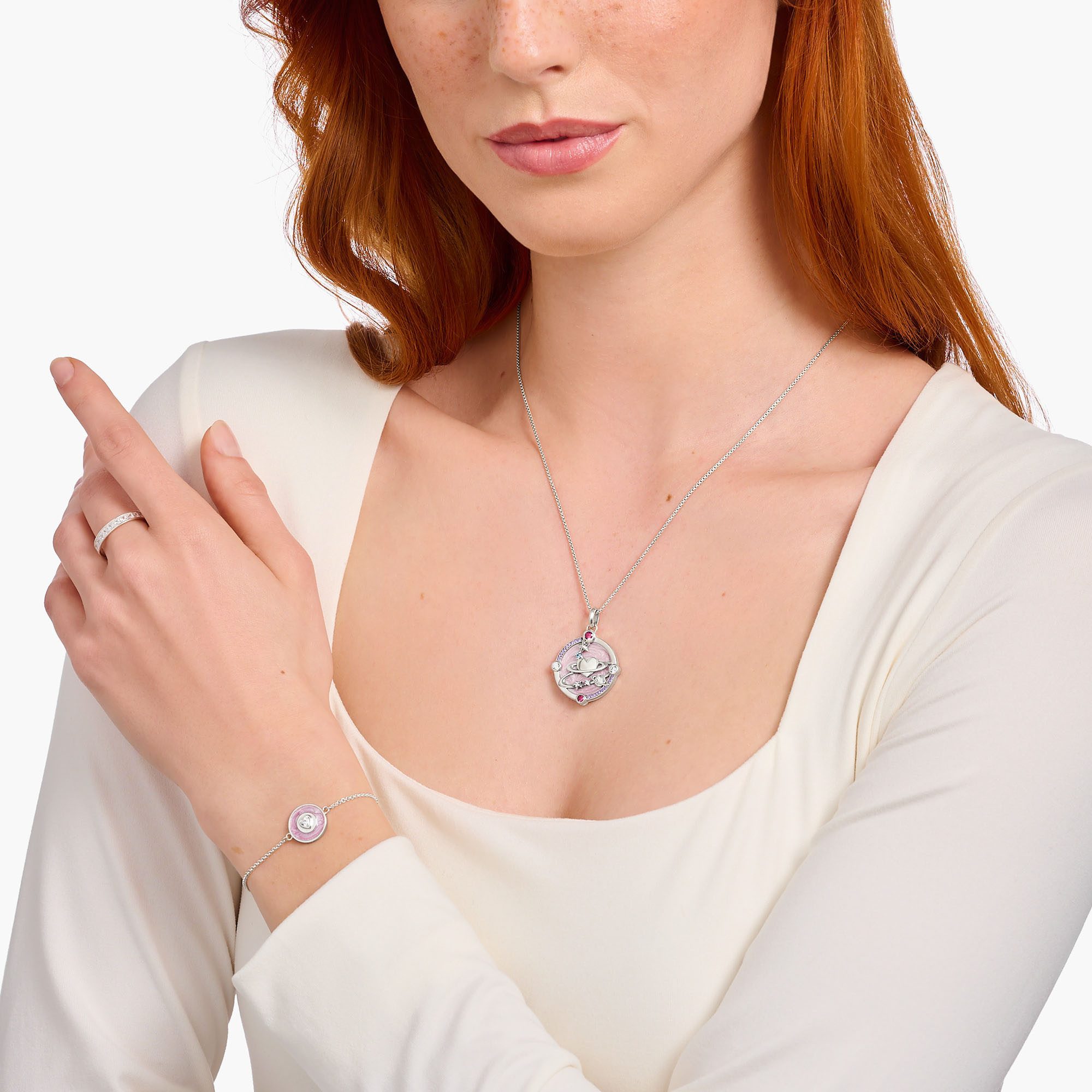 THOMAS SABO Kettenanhänger rosa mit Her...