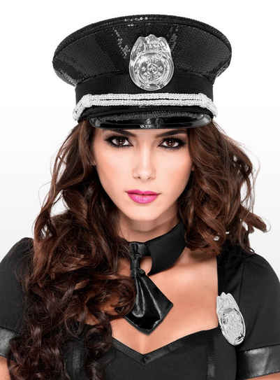 Leg Avenue Kostüm Polizeimütze mit Pailletten, Funkelnder Polizeihut für den Glamour-Einsatz