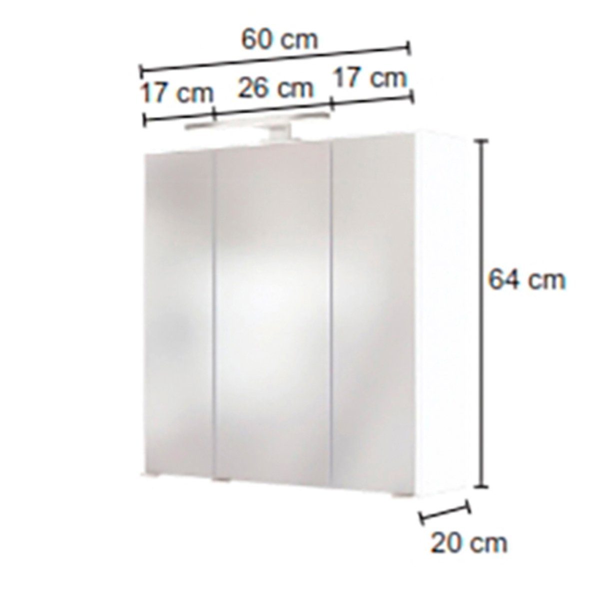 MÖBEL HELD mit verstellbaren Spiegelschrank Breite 60 Glasböden 6 cm, Matera