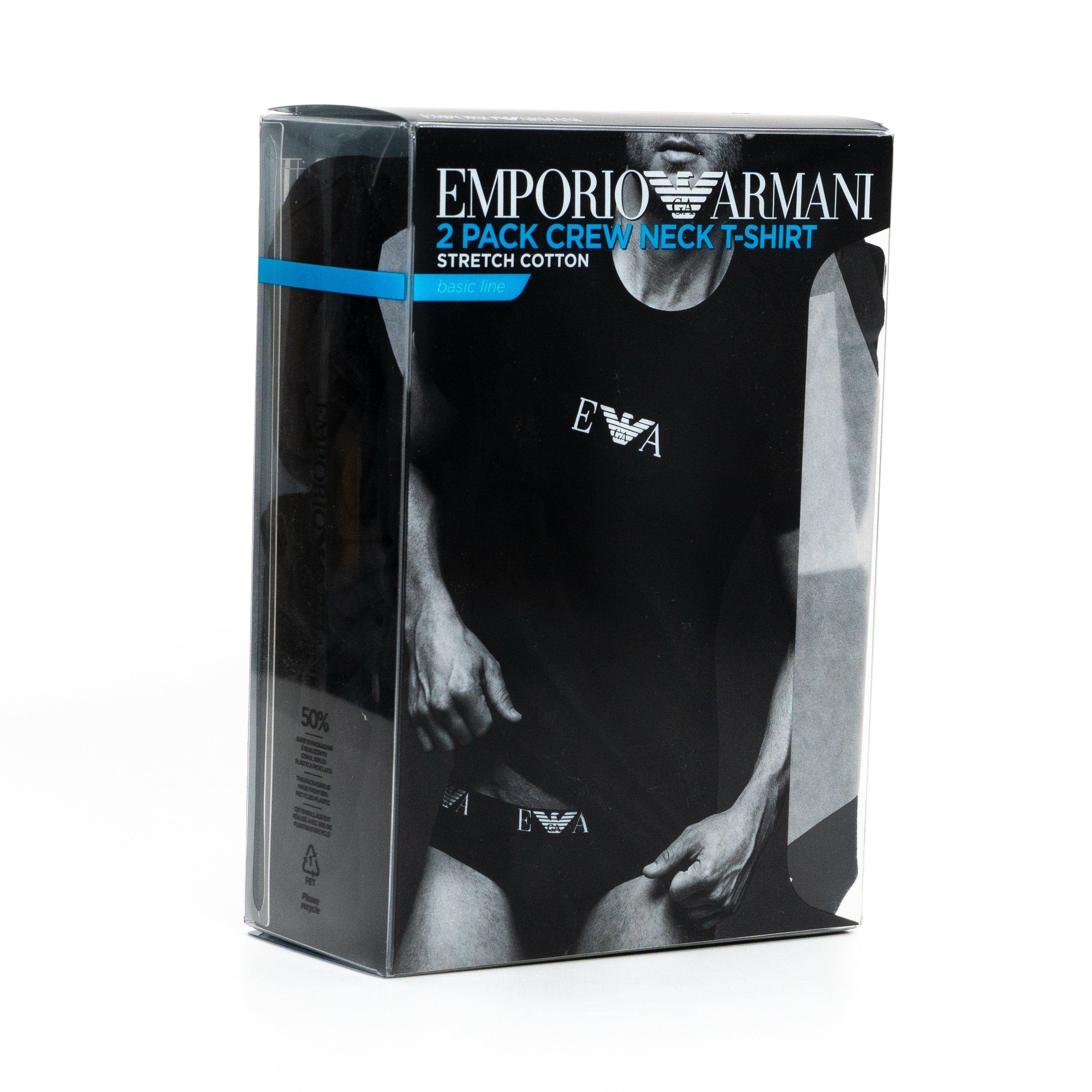 Emporio Armani T-Shirt 2 PACK CREW NECK T-SHIRT (2er-Set) Underwear, Stretch Cotton, Schwarz