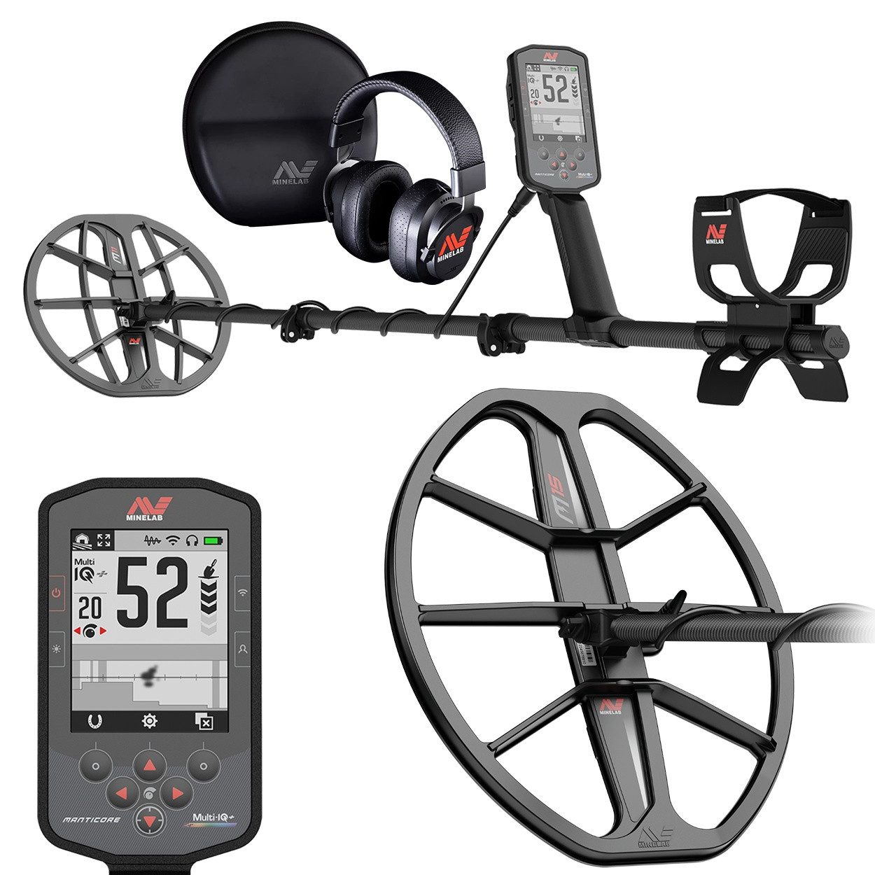 Minelab Metalldetektor Manticore High-End + Gratis M15 Spule, Profi Detektor, Wasserdicht, 2D Anzeige
