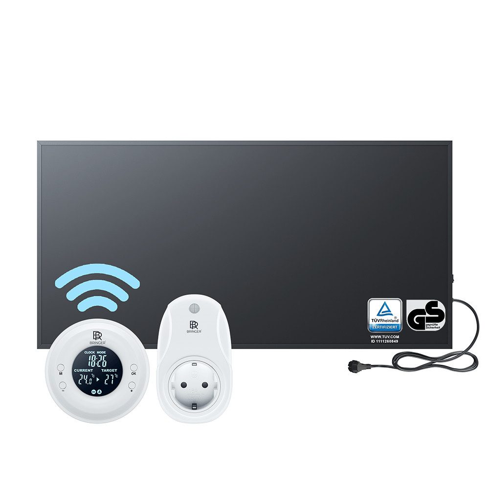 Bringer Infrarotheizung Wandheizung, 300-1200 Watt mit Thermostat Elektroheizung Schwarz