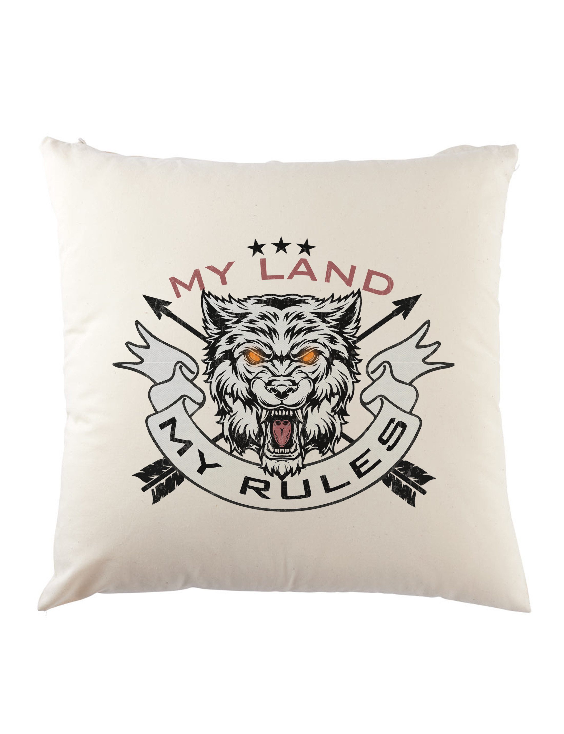 Urban Backwoods Dekokissen My Land My Rules Wolf Dekokissen Chef Boss Häuptling Vater Gesetz Papa, Chief Rudel Fun