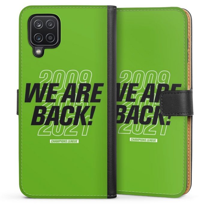DeinDesign Handyhülle VfL Wolfsburg Aufstieg Offizielles Lizenzprodukt We Are Back Green Samsung Galaxy A12 Hülle Handy Flip Case Wallet Cover