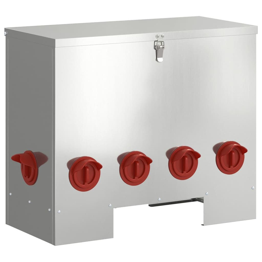 vidaXL Futterspender Hühnerfütterer Silber 60,5 x 29 x 51 cm Verzinkter Stahl