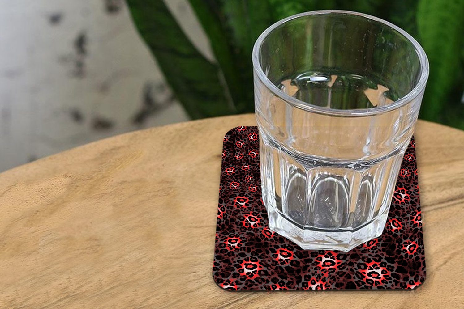 MuchoWow Glasuntersetzer Leopard - Rot Gläser, Tasse Korkuntersetzer, Tischuntersetzer, Zubehör für Muster, Untersetzer, 6-tlg., - Glasuntersetzer