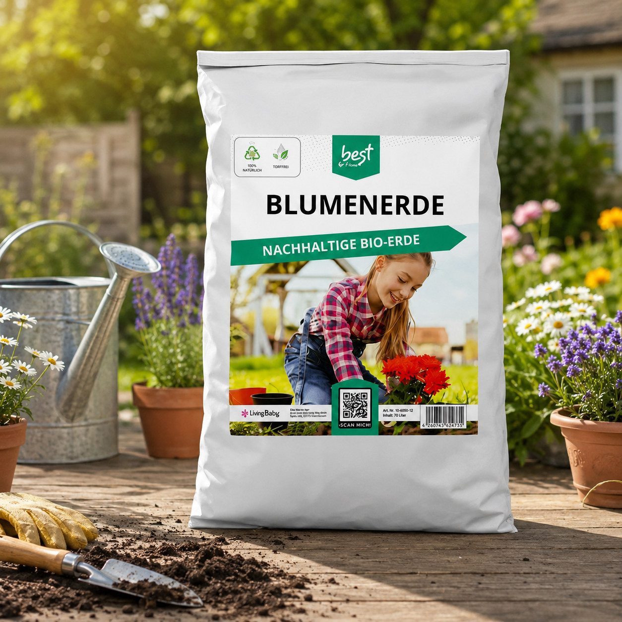 Best for Home Bio-Erde Bio-Blumenerde – Torffrei, für Zimmer- & Balkonpflanzen Blumenerde, mit Organische Pflanzerde, (Einzelartikel, 1-St., 20L / 50L Sack), Bio und torffrei, ideal für Blumenbeete und Kübel