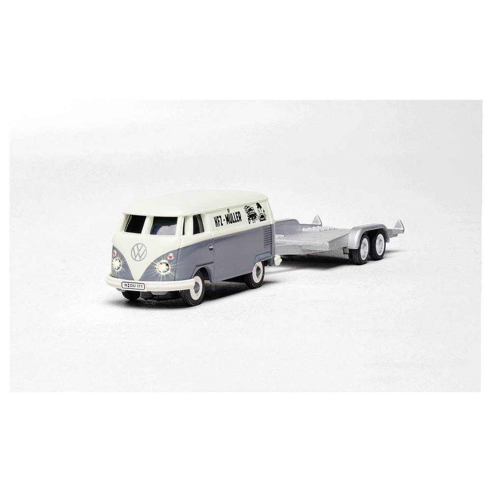 CARSON RC-Auto VW T1 Bus Kastenwagen mit Autoanhänger 1:87 RC Modellauto Elektro Bus, inkl. Akku, Ladegerät und Senderbatterien