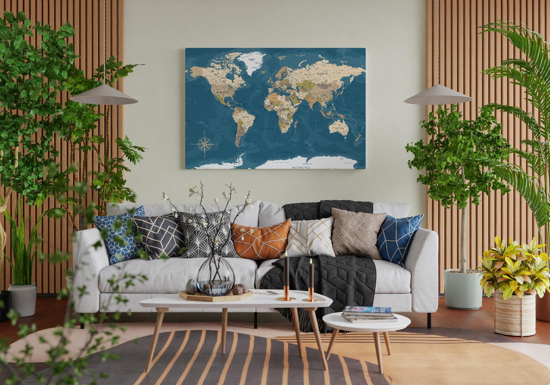 framed concept Leinwandbild als Weltkarte-Pinnwand, pinne Deine Reisen und günstig online kaufen