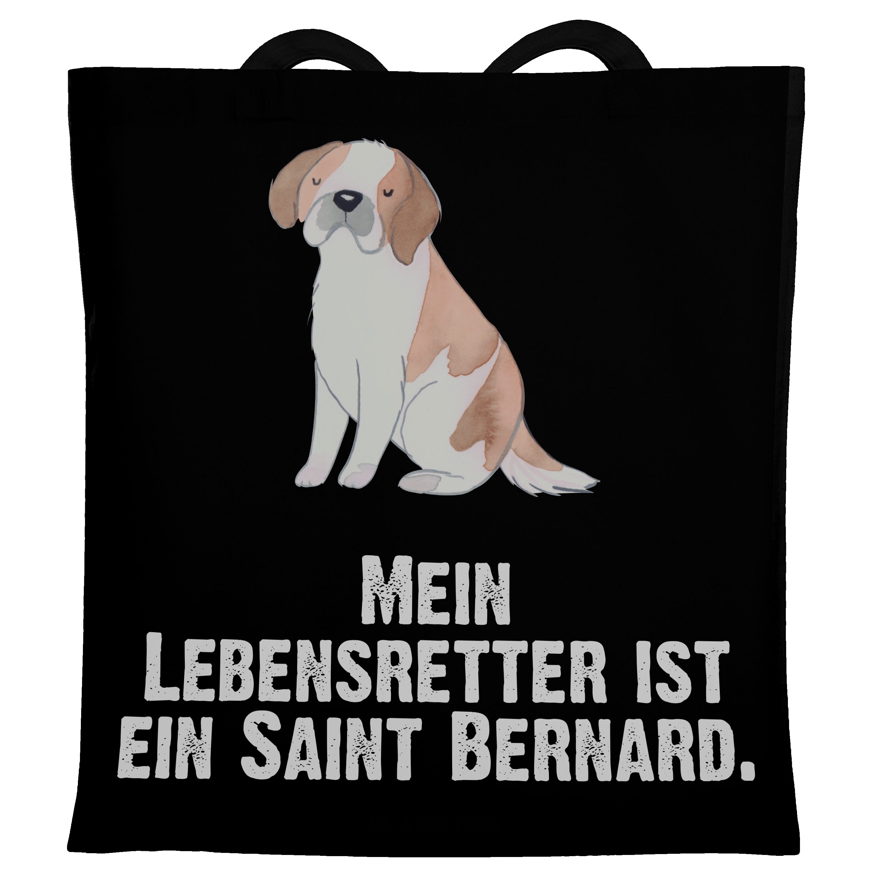 Mr. & Mrs. Panda Tragetasche Saint Bernard Lebensretter - Schwarz - Geschenk, St. Bernhardshund, B (1-tlg)