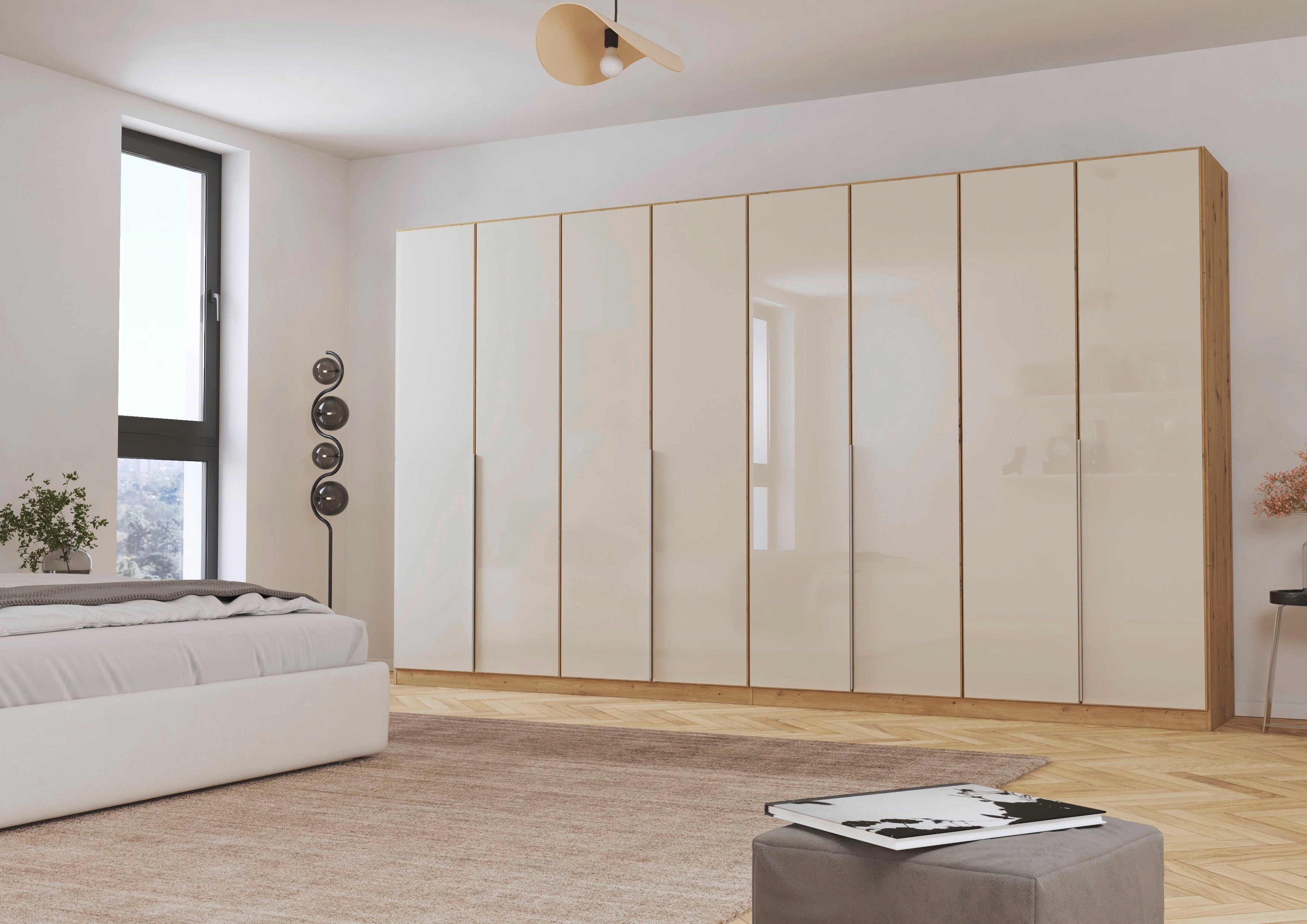 OTTO home Drehtürenschrank Kleiderschrank Kleiderschränke Schrank Garderobe AGORDO mit Glasfront (in zwei Griff-Farben, Breiten 91-405 cm) durchdachte Innenausstattung, in 8 Breiten und 2 Höhen MADE IN GERMANY