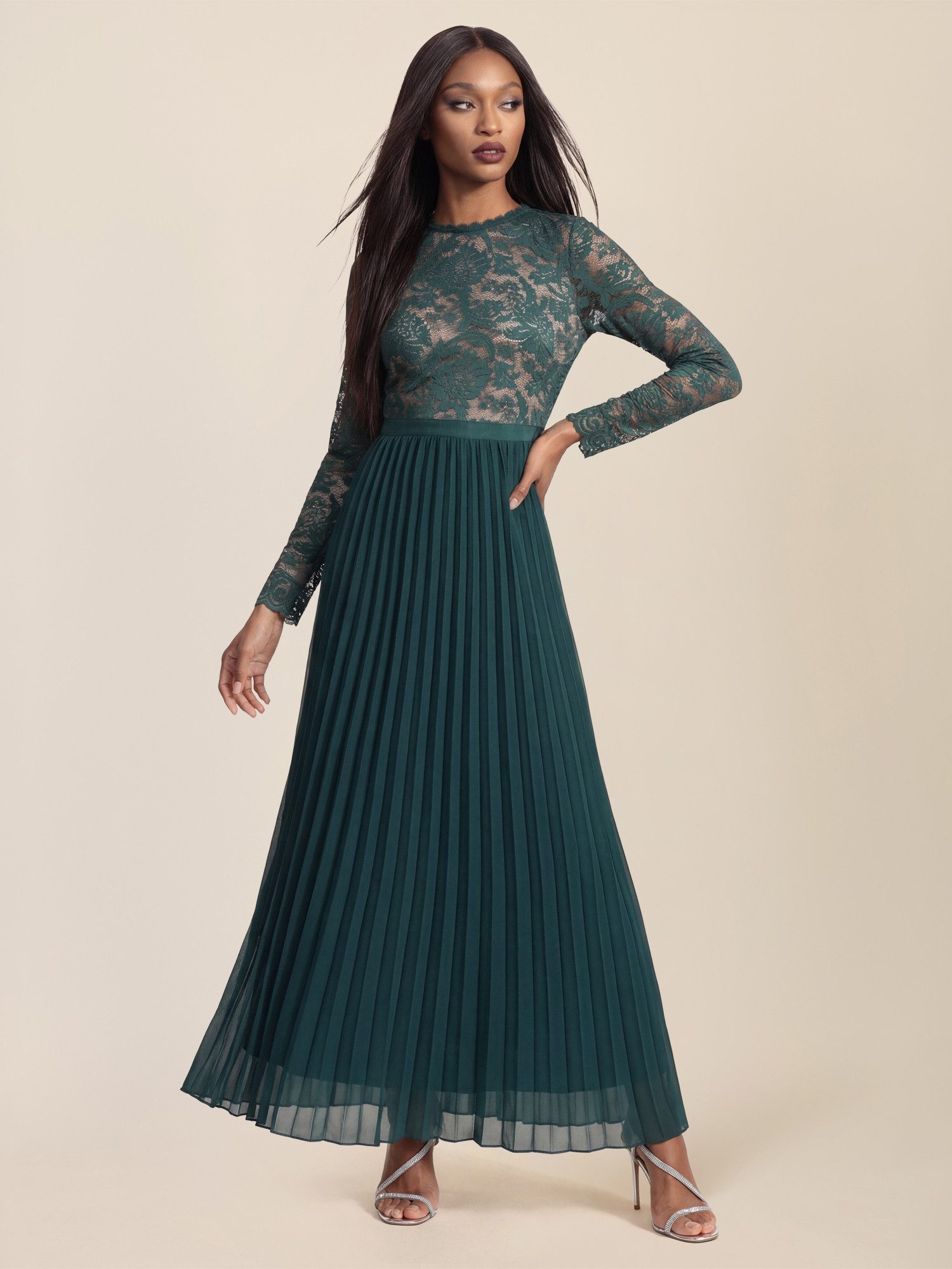 Apart Abendkleid Spitzenkleid mit Plissee-Rock