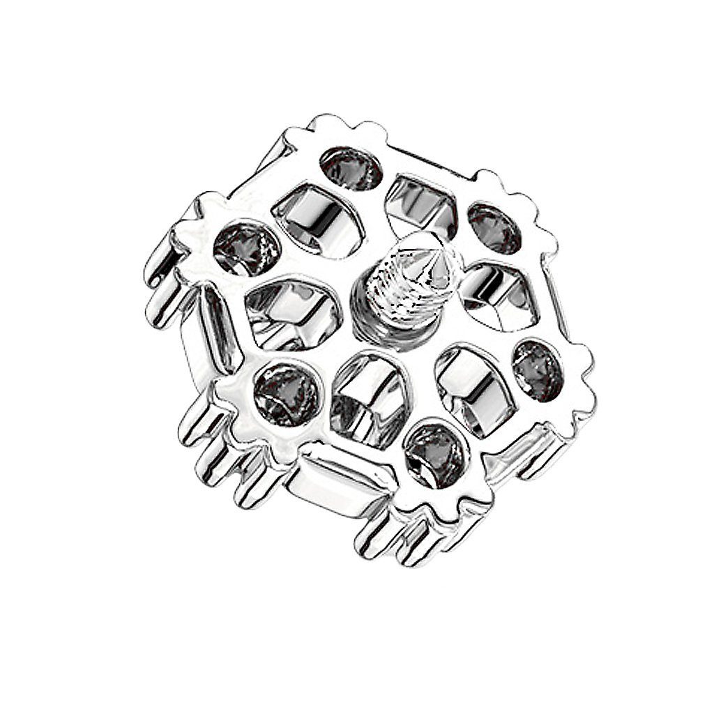 Implantat Silber Anchor Hexagon Anchor Aufsatz Piercing Taffstyle Piercing-Implantat Hexagon Skin Dermal Dermal Kristallen, Hautanker Piercing Aufsatz Diver