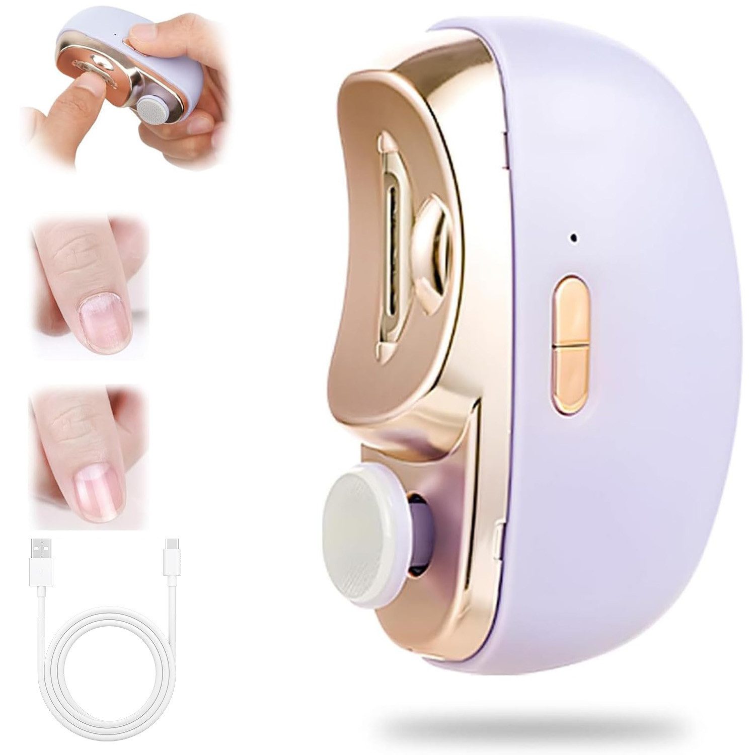 ANYSUN Nagelknipser Elektrisch für Kinder & Erwachsene, Geräuscharm, LED-Licht, 2 Geschwindigkeiten, Akku, Tragbar