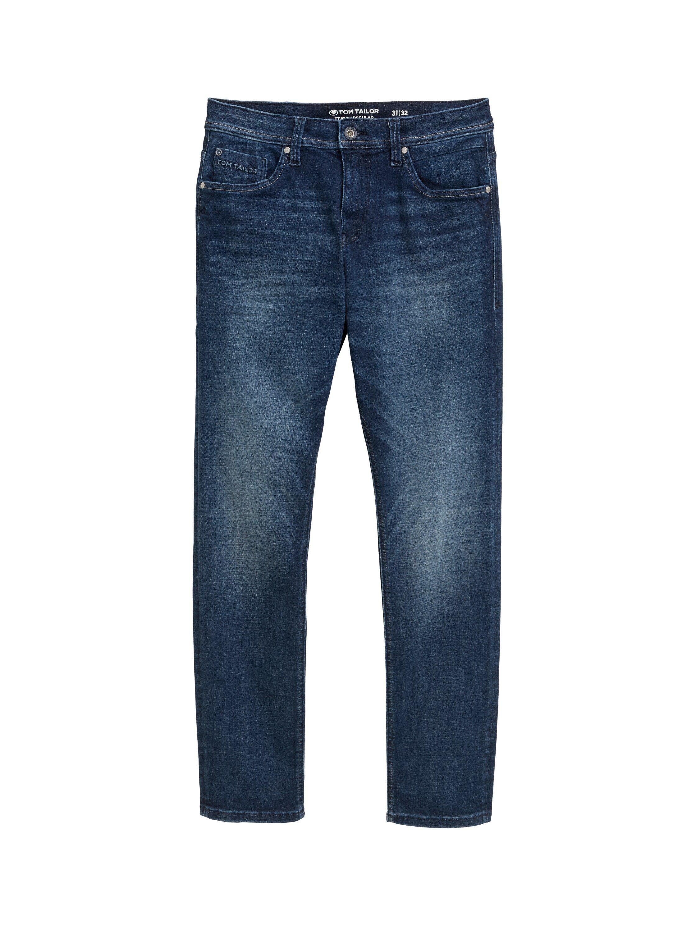 Tom Tailor Herren Jeans JOSH - Regular Slim Fit - Blau - Used Mid Stone Blu günstig online kaufen