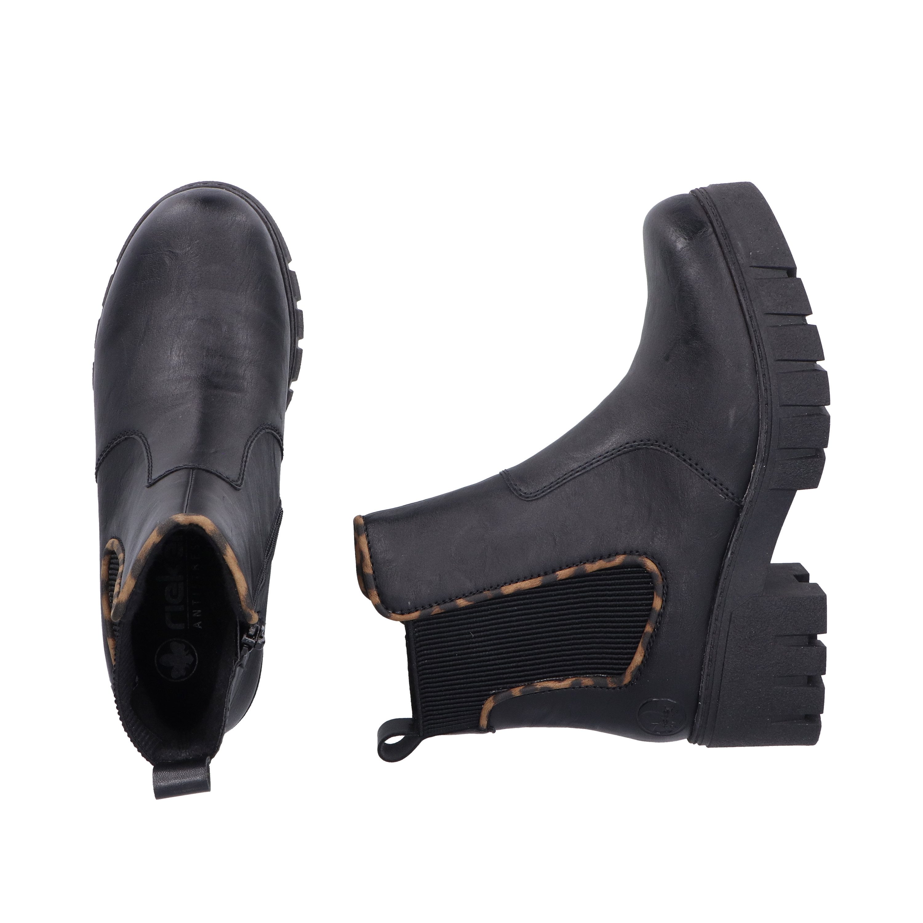 Rieker Chelseaboots Stiefelette mit dekorativer Einfassung in Leo-Optik – Bild 3 von 5