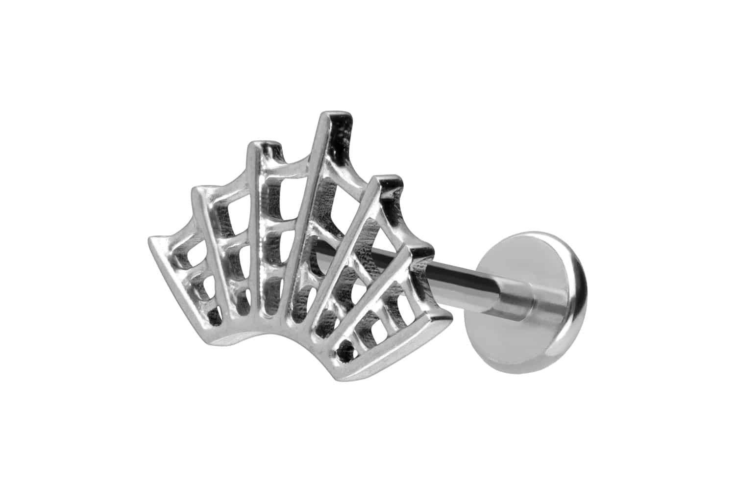 Piercing-Set Titan Labret mit Push Fit SPINNENNETZ