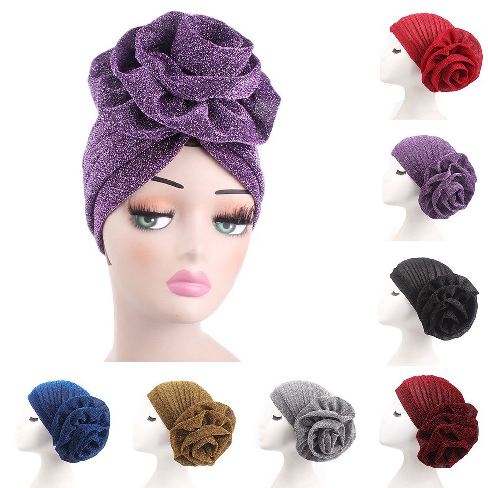 fulaide Beanie Frauen Beanie Mütze Muslimischer Hijab Chemohut Islamische Turbanhut Silber