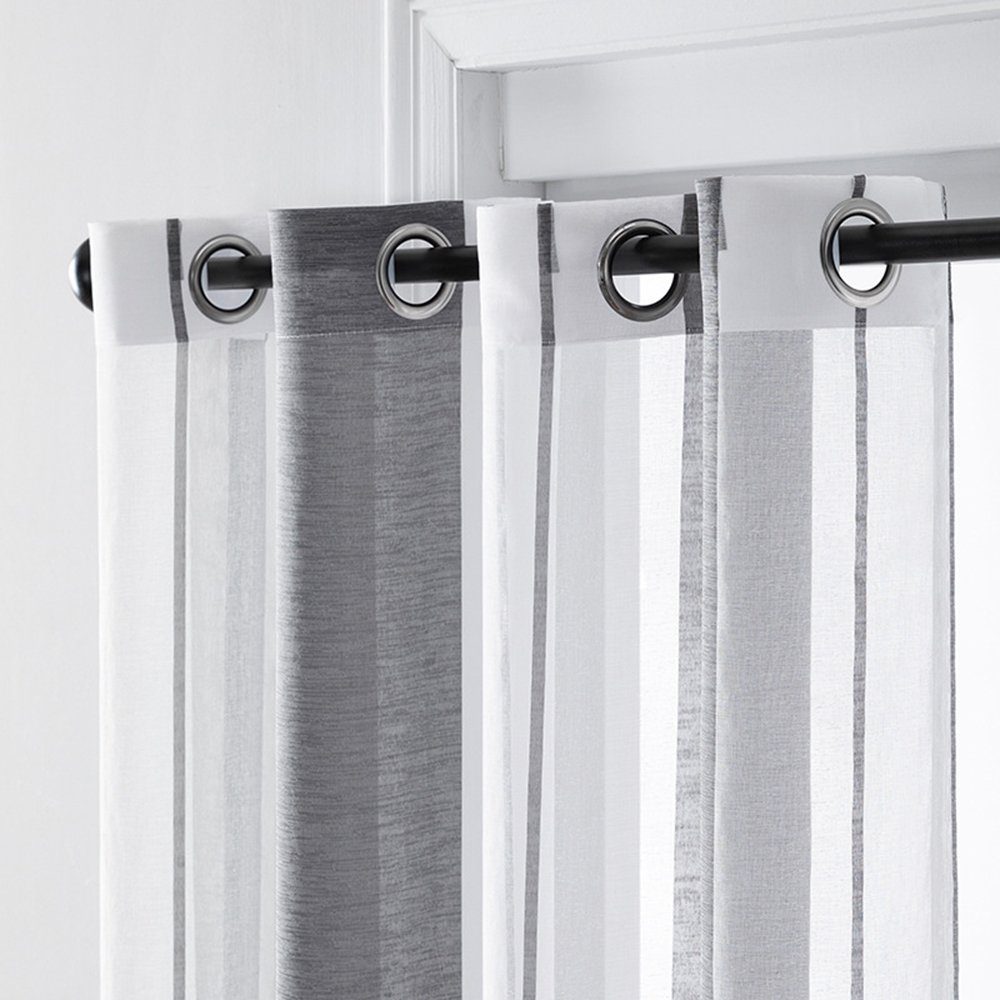 Vorhänge, mit GelldG Vorhang Ösen Polyester, Transparent, Gardinen Grau Weiß