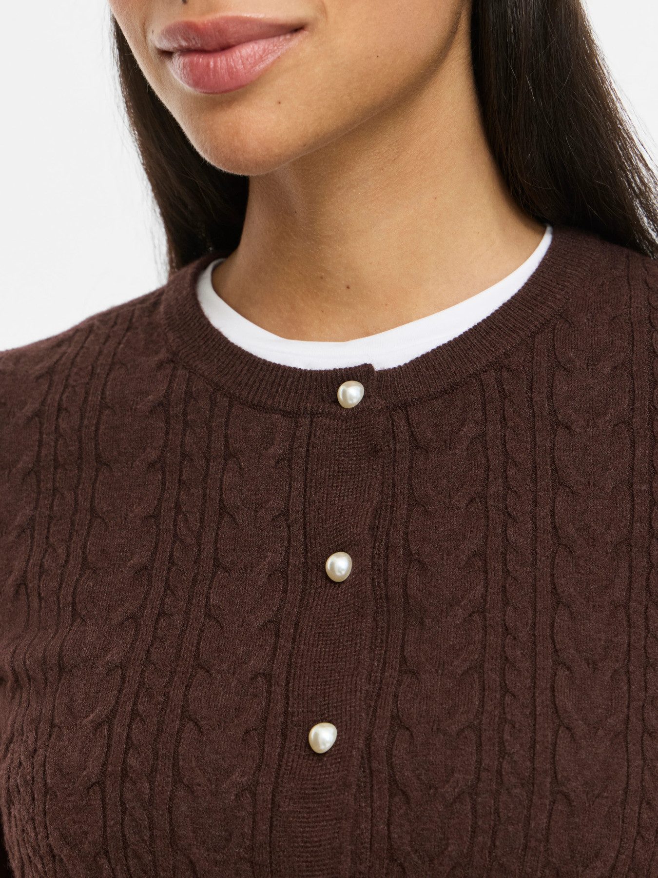 Vila Strickjacke VIKERRY CABLE L/S KNIT CARDIGAN-NOOS Materialmix, normal geschnitten