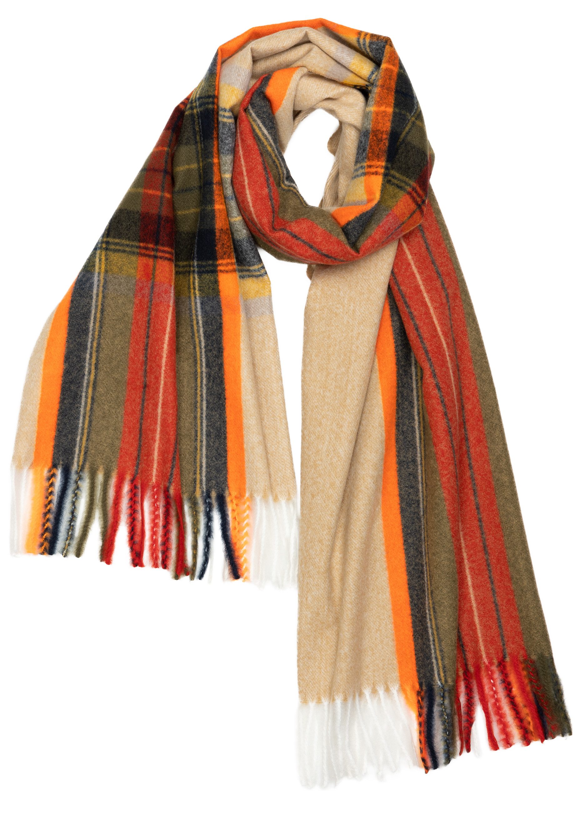 Modeschal SC513 Damen XXL Fransen Tartan Plaid Winter Schal