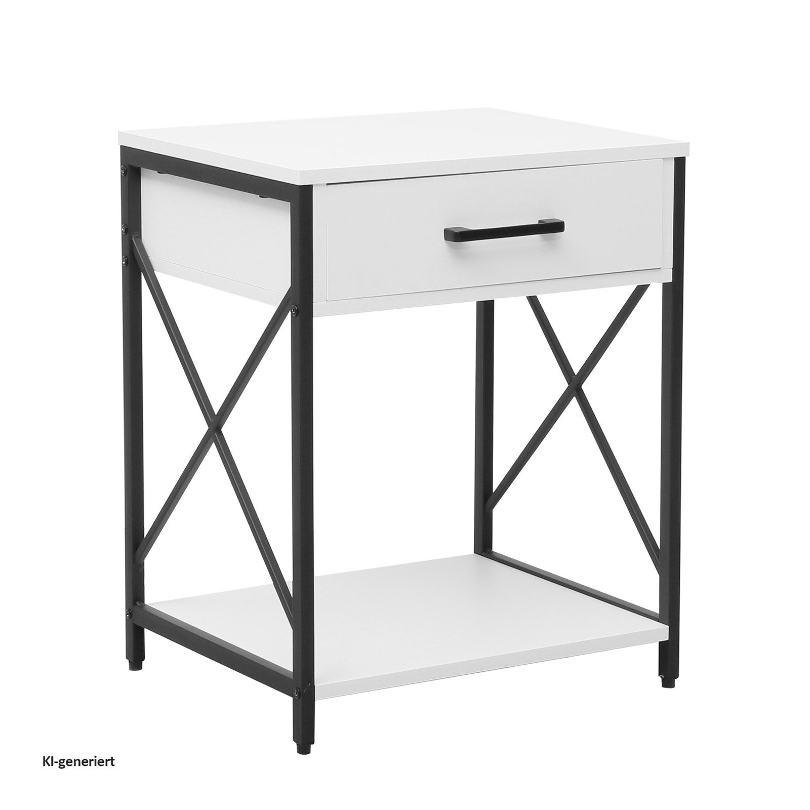 HTI-Living Beistelltisch Cedrik mit Schublade Weiß-Schwarz (Stück, 1-St., 1 Beistelltisch) – Bild 2 von 4